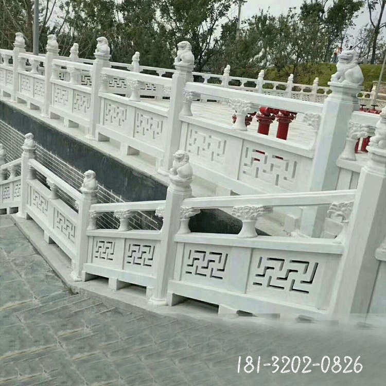 厂家定制河道广场石雕石栏杆 校园旗台石护栏 雕刻仿古石栏板4035