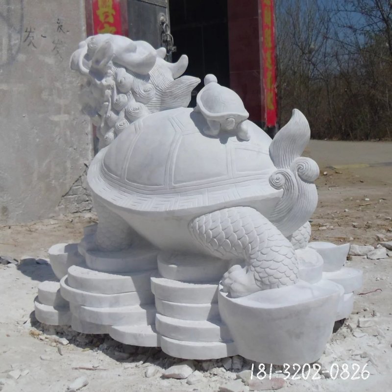 龙龟石雕，汉白玉神兽雕塑