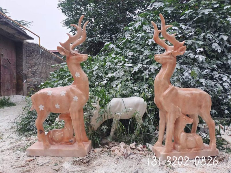 动物鹿动物石雕 (2)