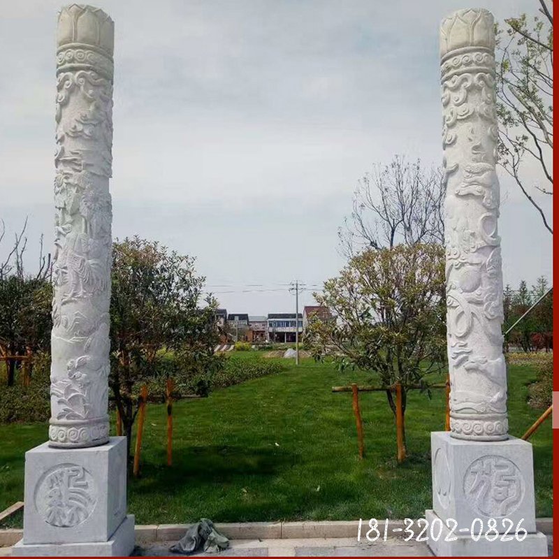 大理石盘龙柱  石雕公园景观雕塑