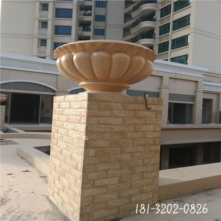 玻璃钢工艺仿石效果花盆城市广场景观雕塑特色花盆摆件117281