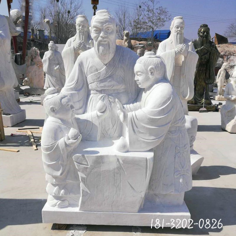 汉白玉孔融让梨石雕,公园景观石雕 (3)