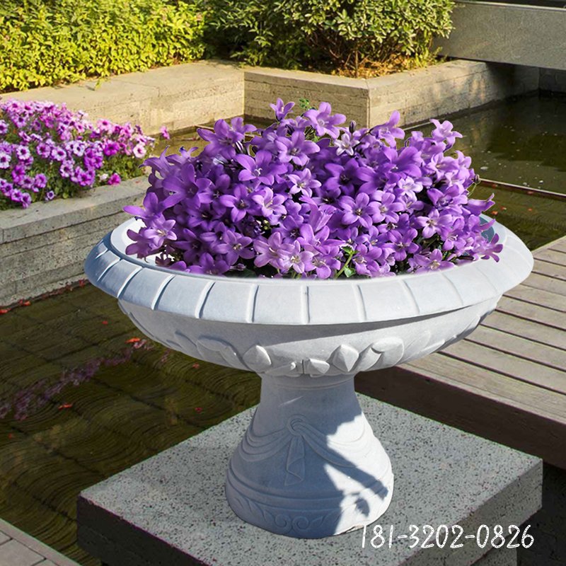 公园景观石雕,汉白玉花盆