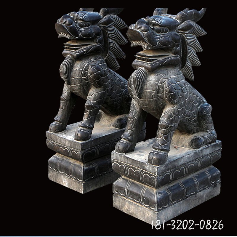 仿古麒麟雕塑,招财石门墩