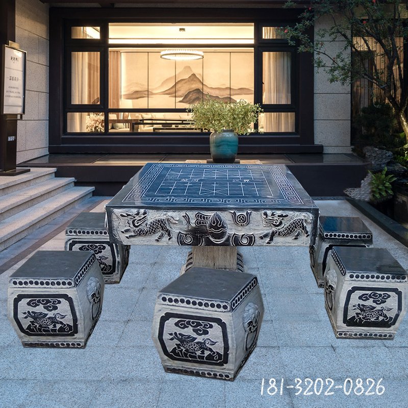 仿古石桌凳,围棋石桌凳