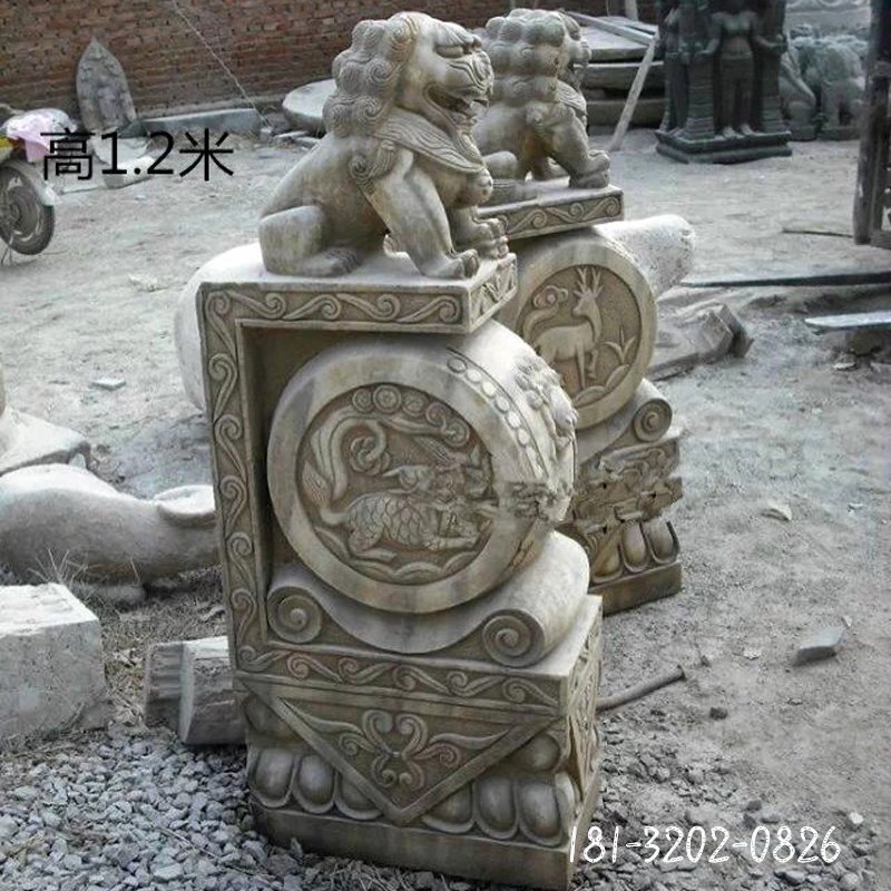 仿古石门墩，狮子门墩