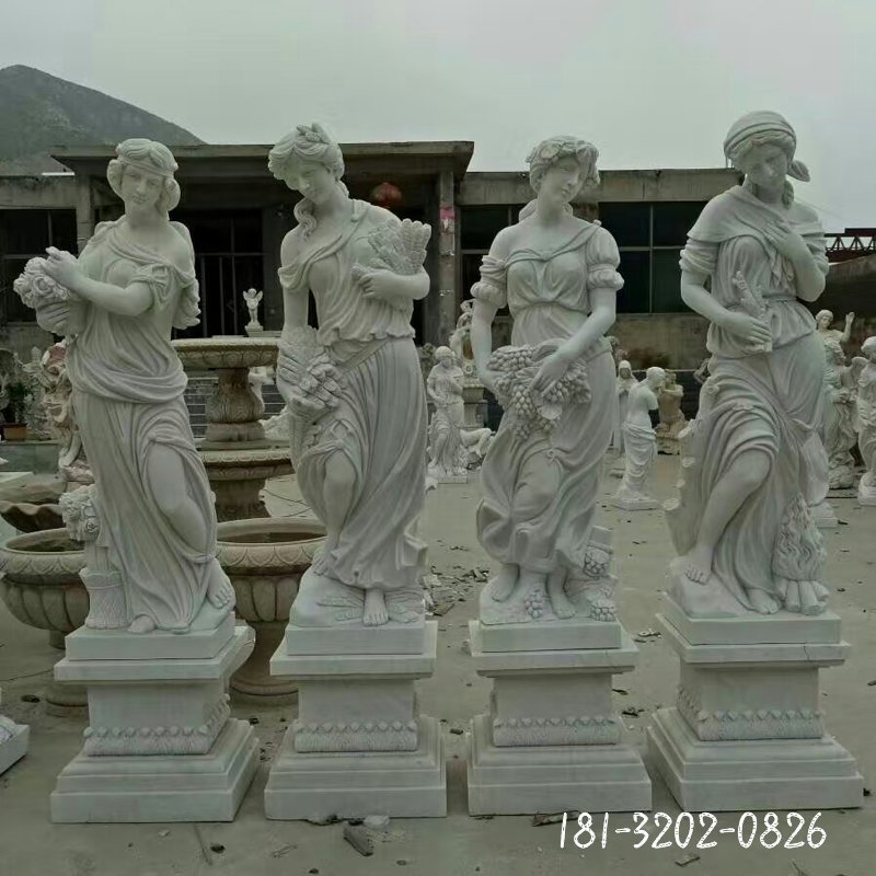 四季丰收女神雕塑,汉白玉西方人物石雕