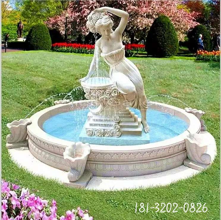 汉白玉西方美女喷泉石雕