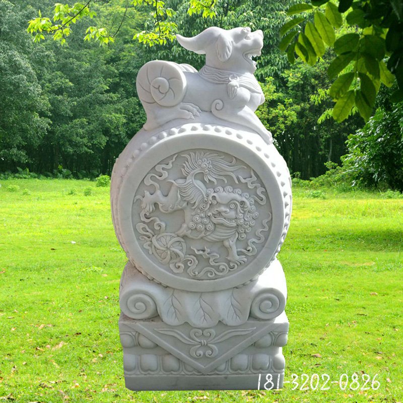 汉白玉石门墩 (3)