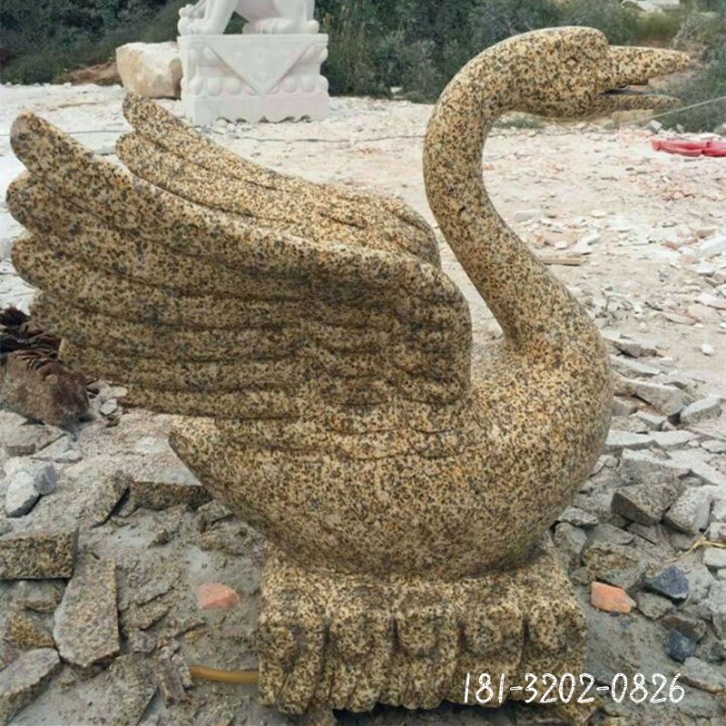 喷泉天鹅石雕，小区景观石雕 (3)