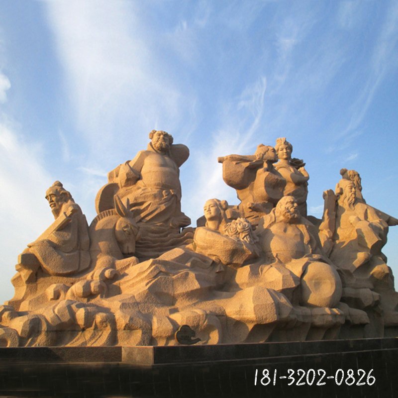古代八仙石雕,八仙过海石雕