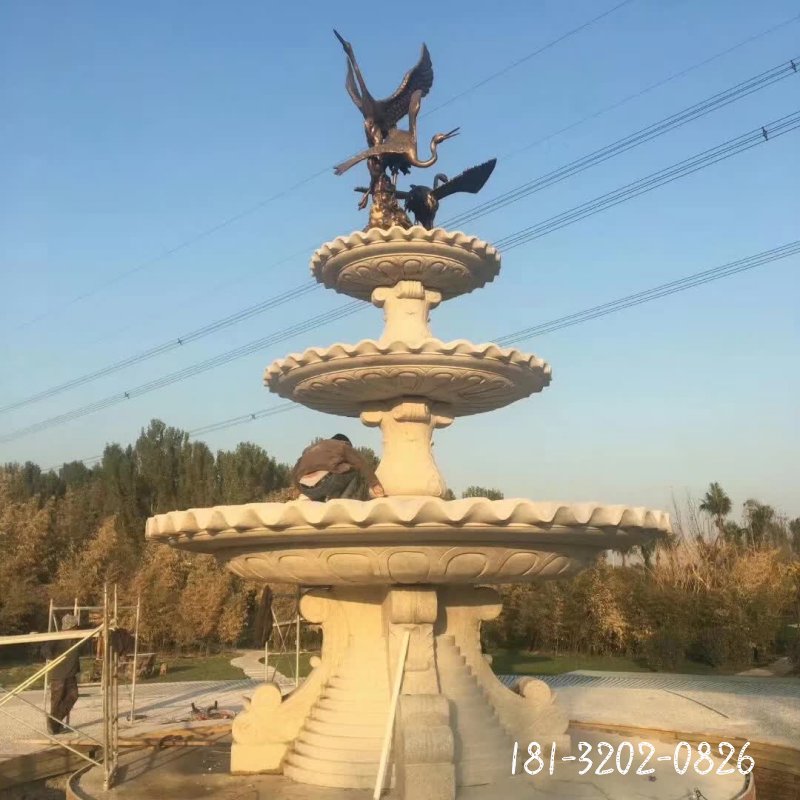 大型欧式仙鹤喷泉石雕