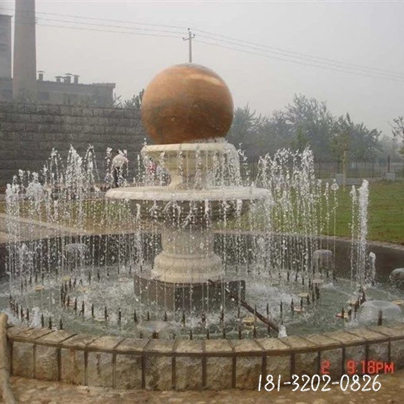 风水球喷泉雕塑，公园风水球石雕