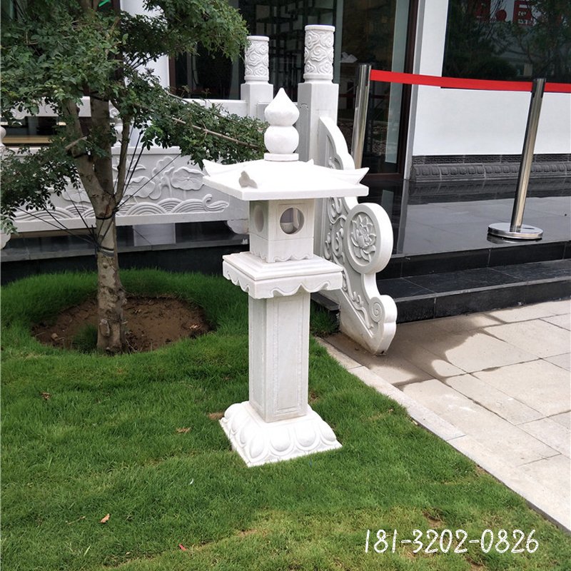 公园石灯雕塑,汉白玉石灯 (2)