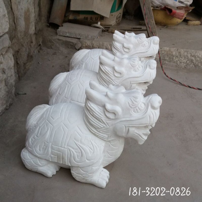 汉白玉龙龟，小型石龙龟