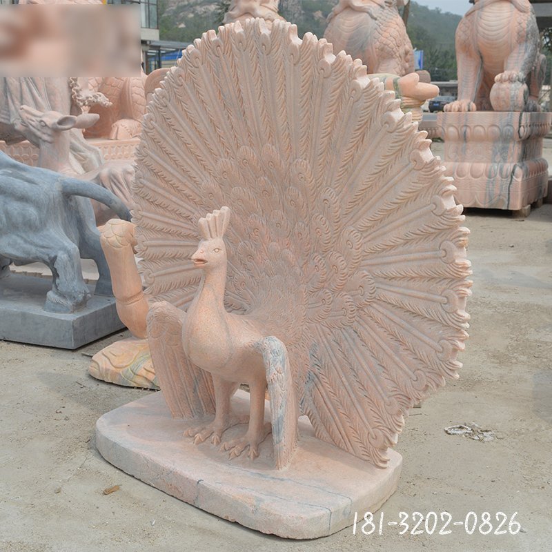 大理石孔雀开屏  石雕广场动物雕塑