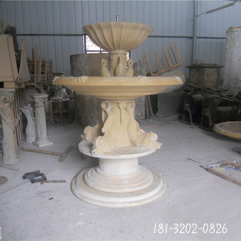 别墅景观摆件，多层喷泉石雕 (2)