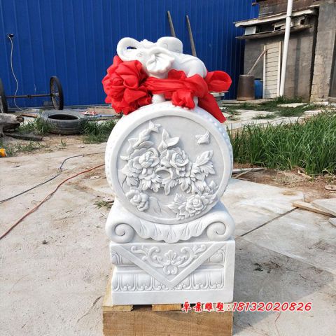 汉白玉小象抱鼓石