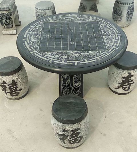 大理石围棋桌凳   