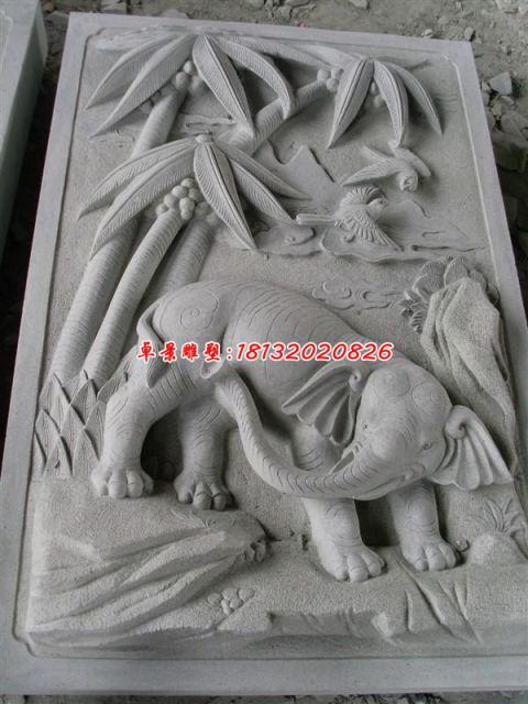 大象竹子浮雕景观壁画