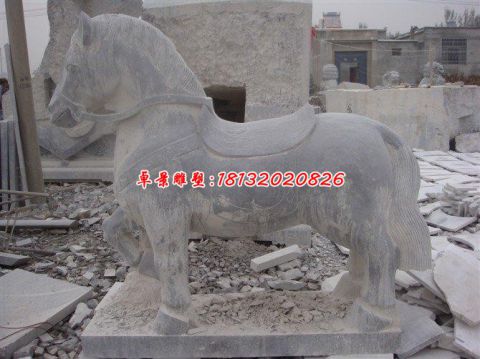 大理石广场石马雕塑 