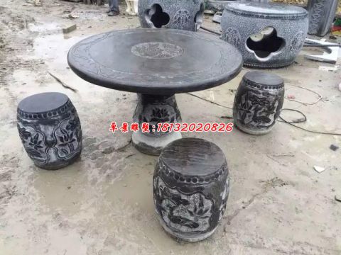 石雕公园休息圆桌凳