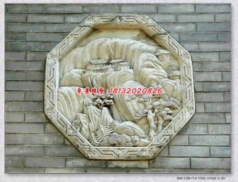 仿古石雕壁画风景