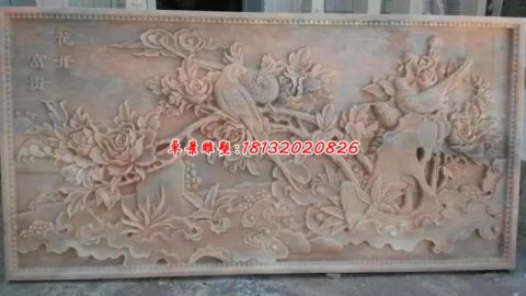 富贵花开晚霞红壁画