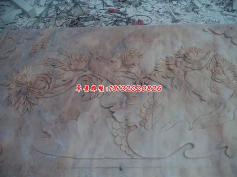 酒店景观花开富贵壁画