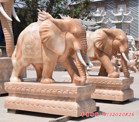 工厂门口晚霞红大象石雕