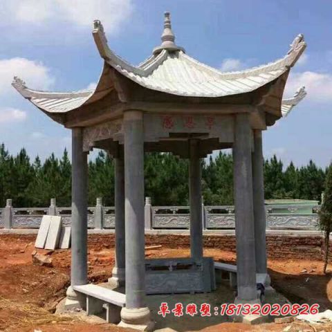 大理石景区六角凉亭石雕