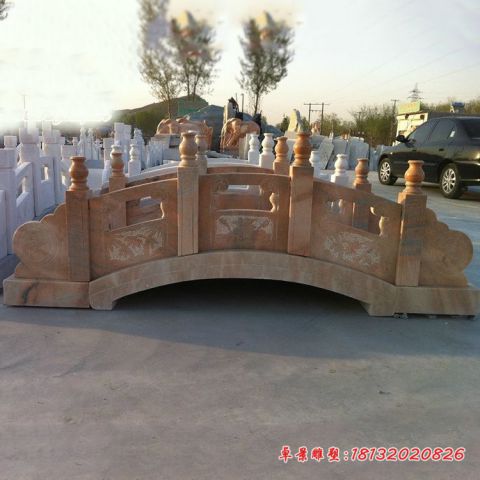 公园晚霞红桥石雕