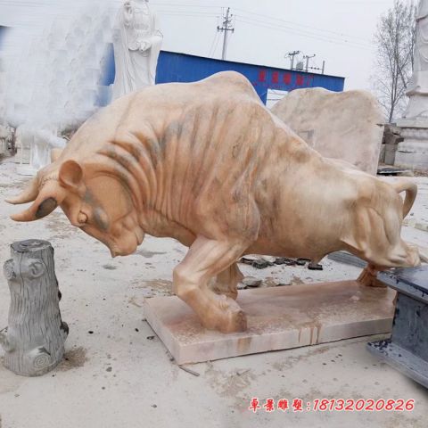 公园晚霞红动物开荒牛石雕