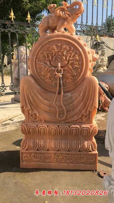 门口晚霞红大象门墩