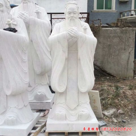汉白玉校园孔子石雕像
