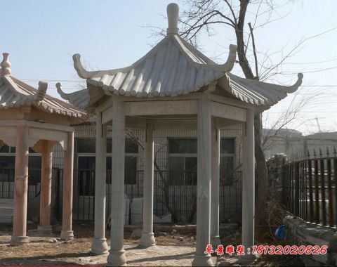 大理石公园六角凉亭石雕