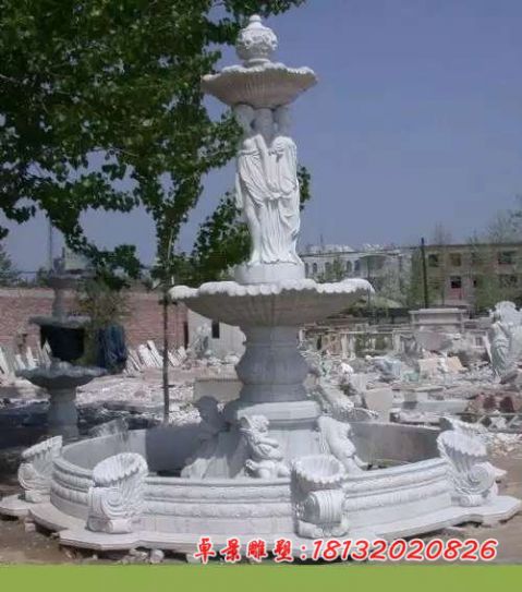 别墅西方人物欧式喷泉石雕