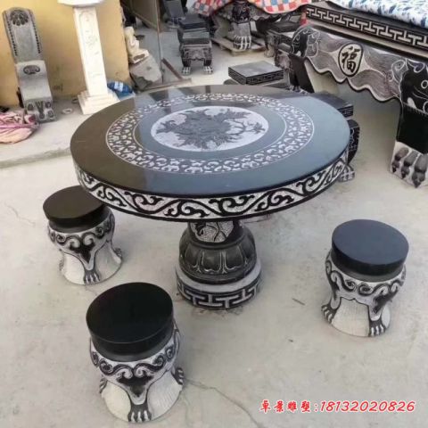 小区青石仿古桌凳石雕