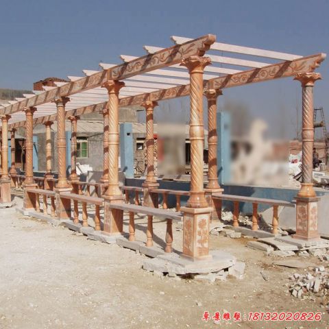 公园晚霞红欧式长廊石雕