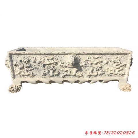 石雕公园龙浮雕水缸