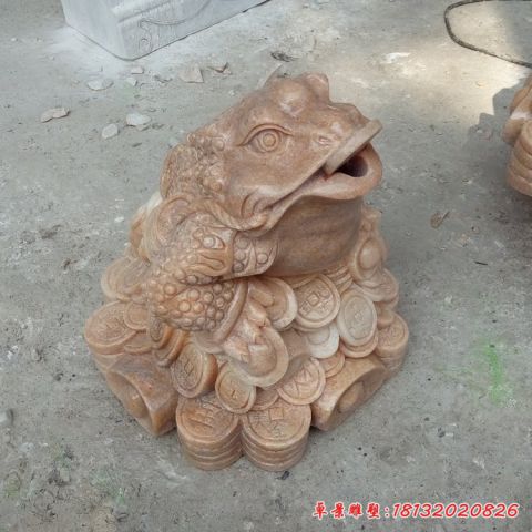 企业晚霞红招财金蟾石雕