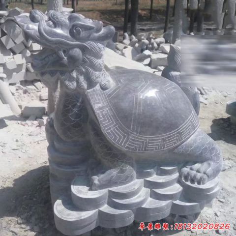 青石仿古招财龙龟石雕