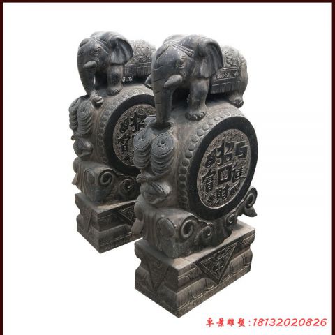 青石仿古大象门墩