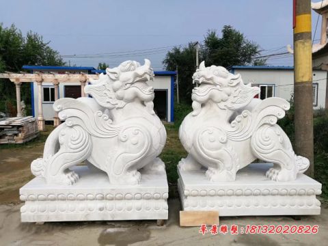 企业门口汉白玉貔貅石雕