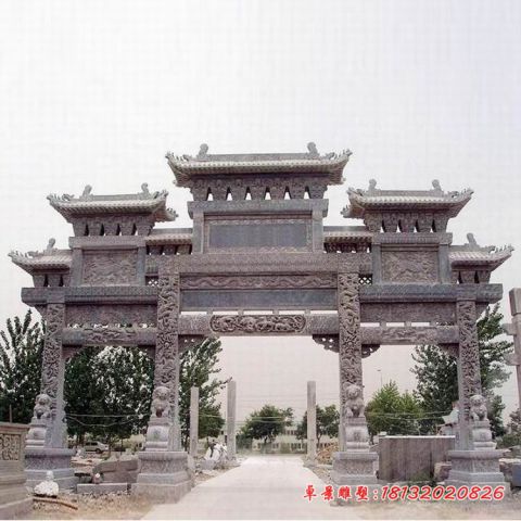 仿古三门七楼牌坊石雕