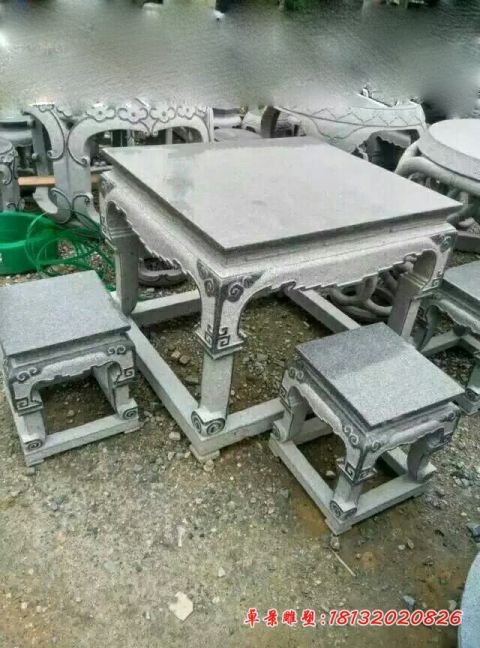 公园大理石方形石桌凳