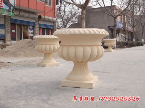 砂岩小区花盆石雕