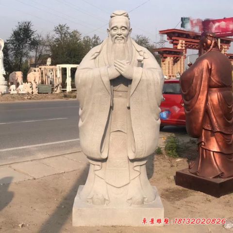校园大理石孔子行教像石雕