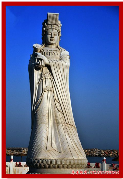 景区大理石妈祖神像石雕