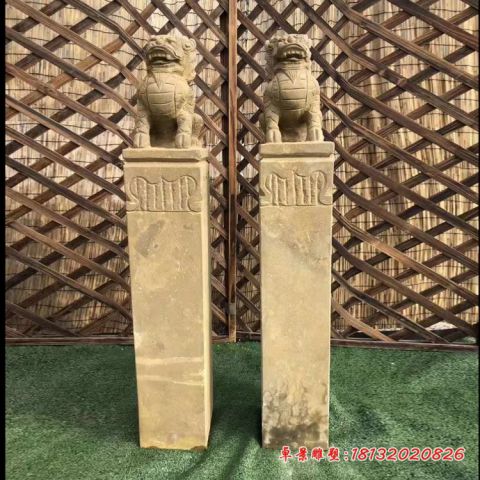 小区仿古麒麟拴马桩石雕